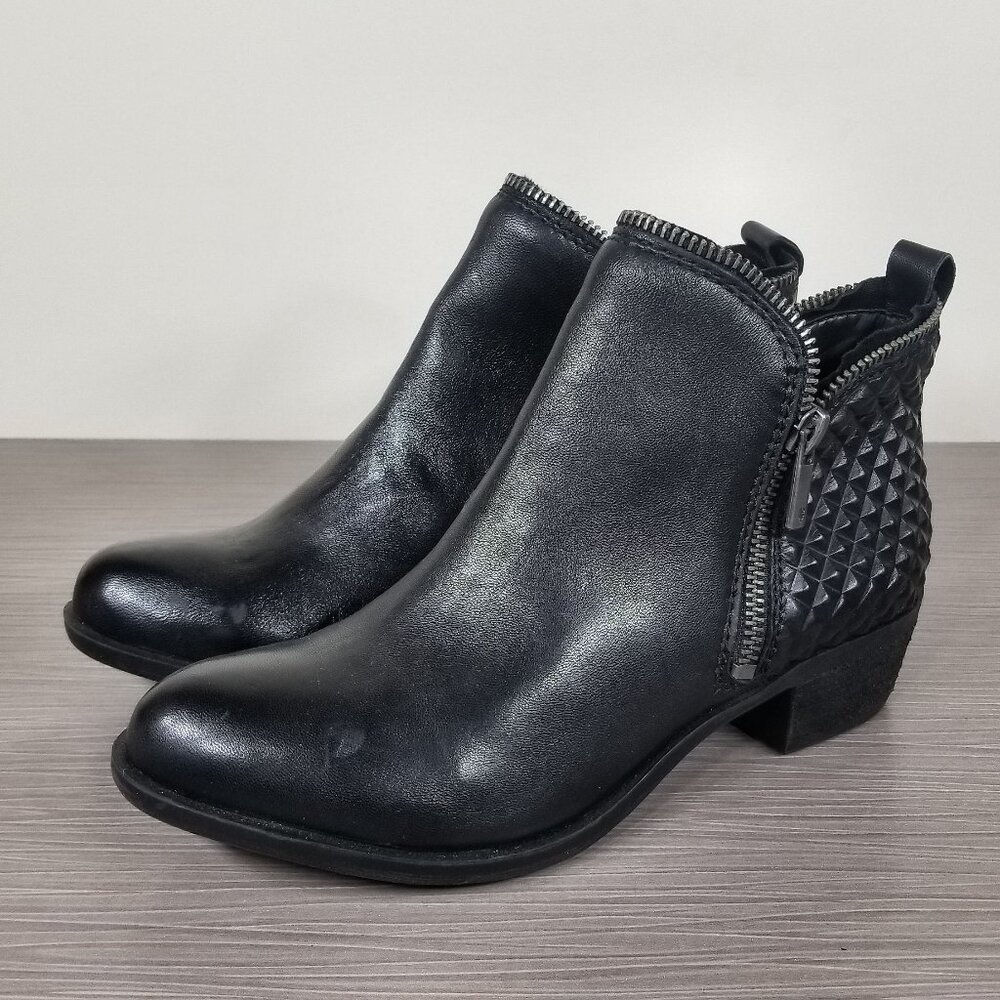 Lucky Brand Bartalino Bootie, Black Leather, Womens Size 6 M / 36